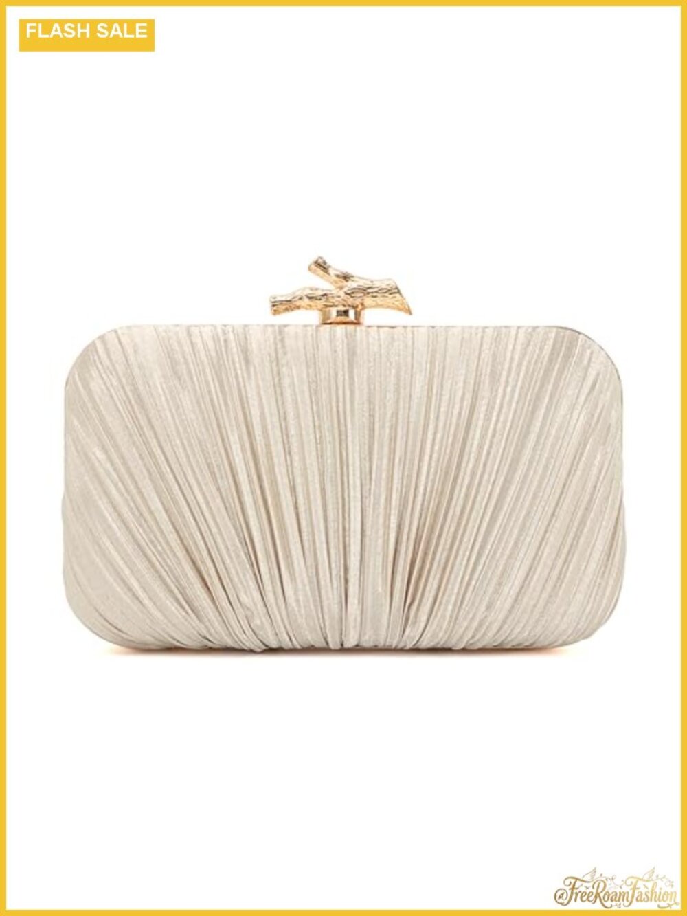 Pleated Silk Evening Clutch with Chain Strap for Weddings Parties